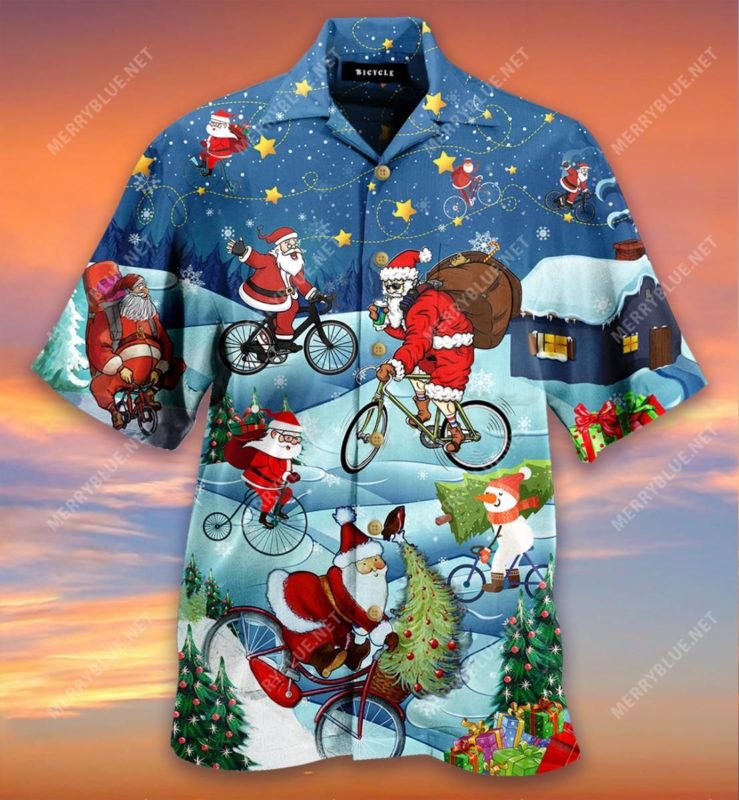 I’M Dreaming Of A Bike Christmas Short Sleeve Button Up
