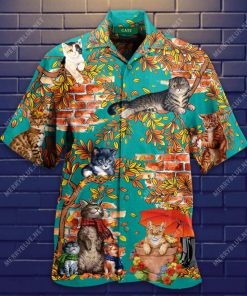 In A Windy Day Cats Hawaiian Shirt