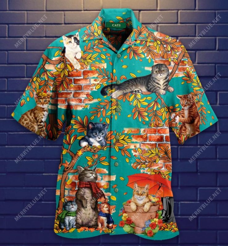 In A Windy Day Cats Hawaiian Shirt