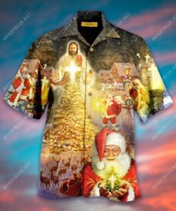 Jesus Is The Magic Of Christmas Short Sleeve Button Up