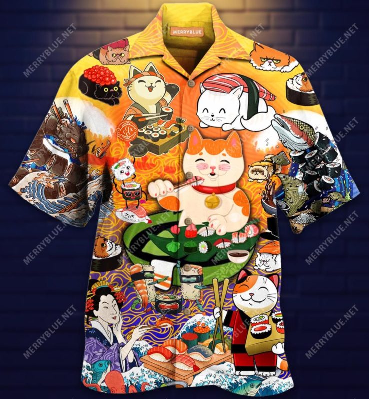 Keep Calm And Eat Sushi Cat Hawaiian Shirt