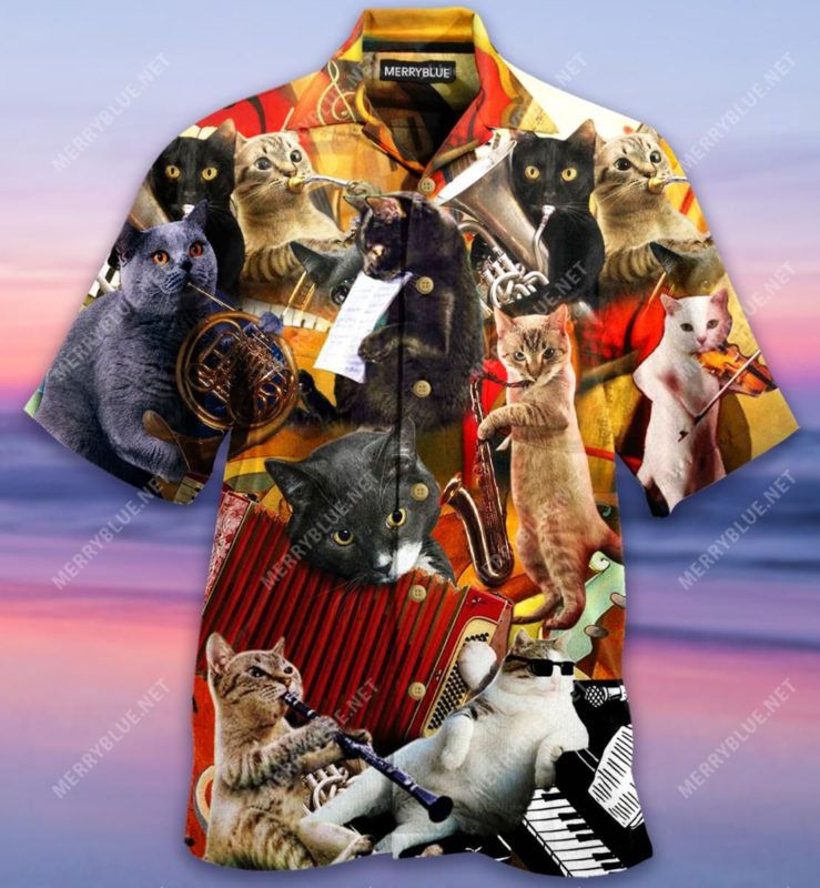 Keep Your Vibes Cats Love Music Hawaiian Shirt