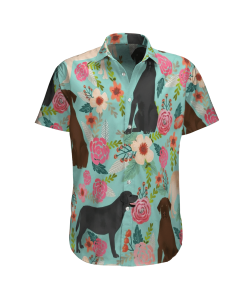 Labrador Retrievers Dog Flowers 3D Print Hawaiian Shirt Labrador Retrievers Dog Flowers 3D Print Hawaiian Shirt