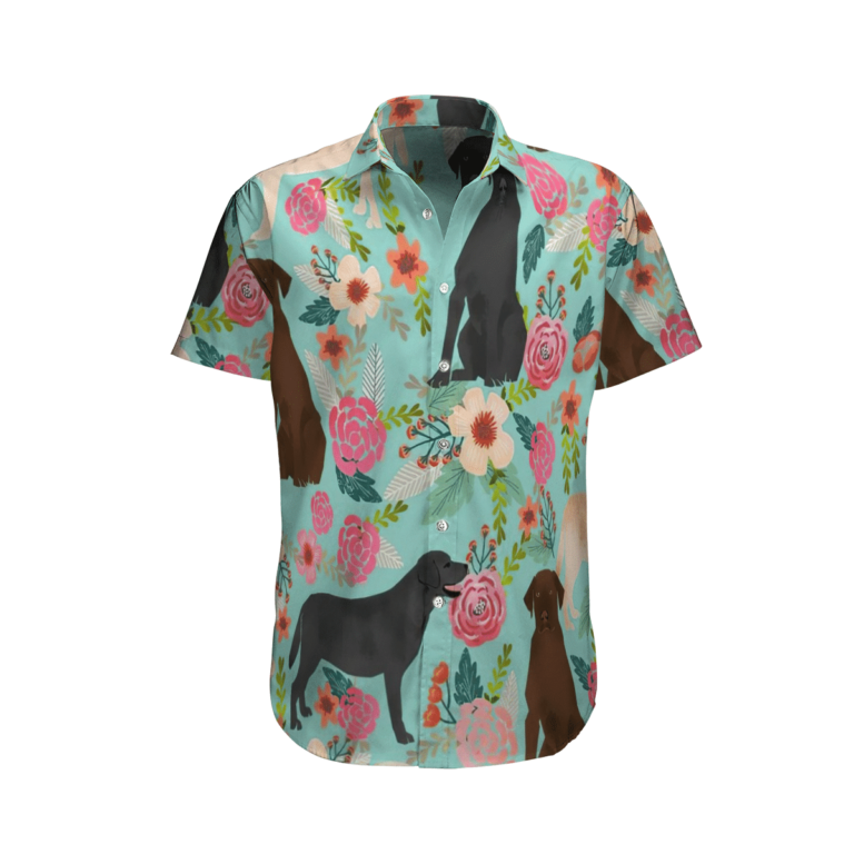 Labrador Retrievers Dog Flowers 3D Print Hawaiian Shirt