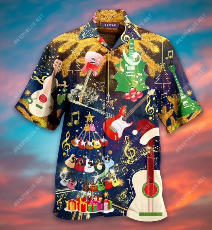 Let’S Chill With Christmas Guitar Hawaiian Shirt