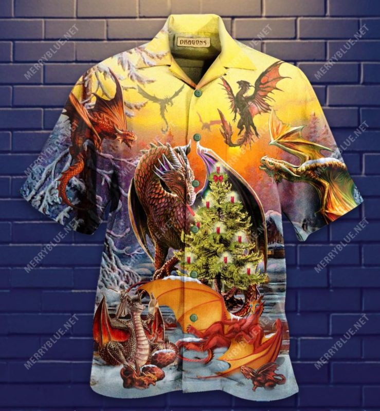 Light Christmas Up Dragon Hawaiian Shirt