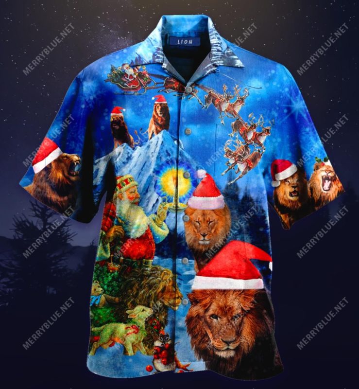 Lion On Christmas Aloha Shirt