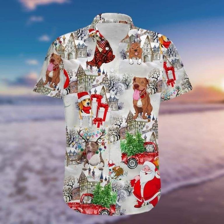 Love Dog Santa Claus Merry Christmas Red Hawaiian Shirt