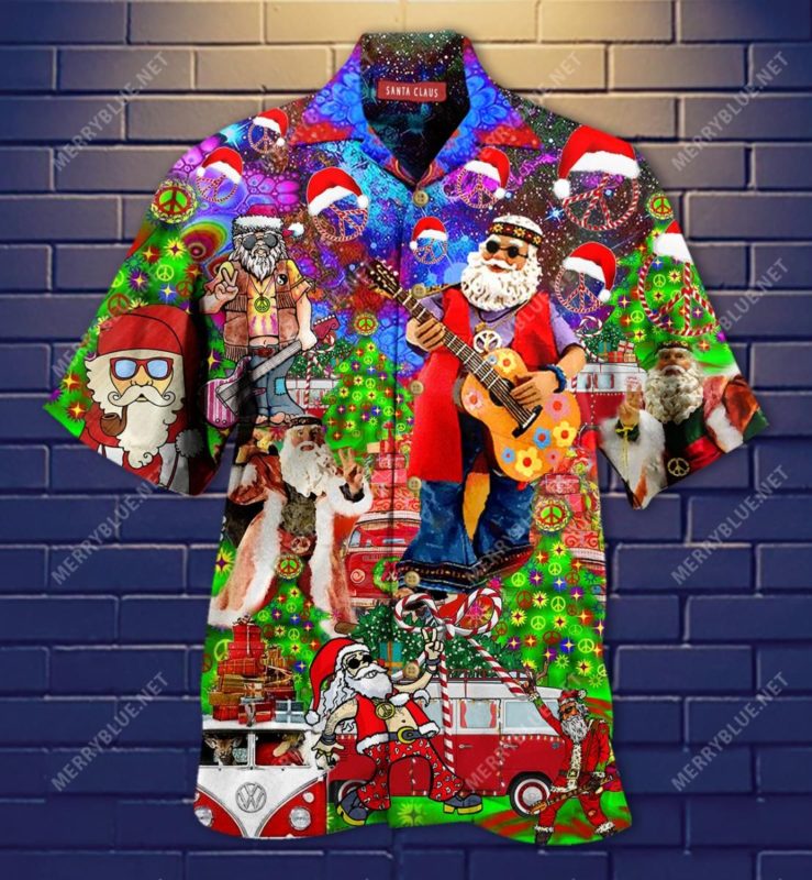 Love Hippie And Merry Christmas Aloha Shirt
