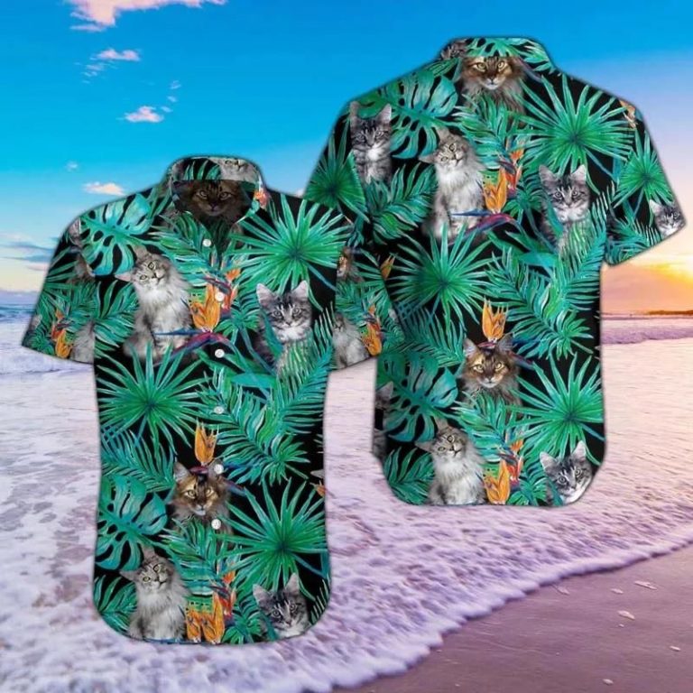 Maincoon Cat Short Sleeve Button Up