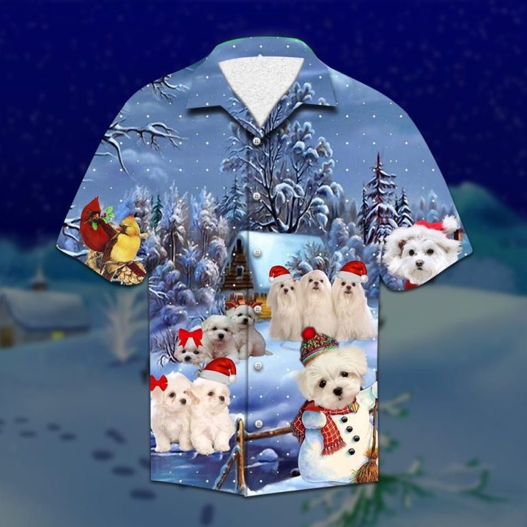 Maltese Christmas 3D Print Hawaiian Shirt