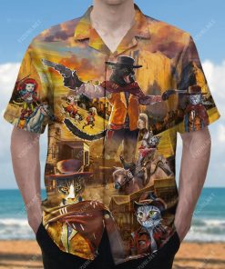 Meowdy Partner Cowboy Cat 3D Print Hawaiian Shirt