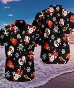 Merry Christmas So Cute Santa Snowman Short Sleeve Button Up