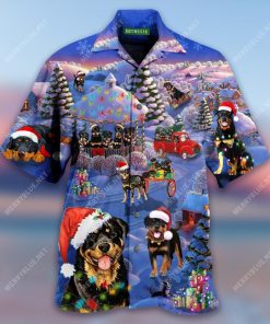 Merry Rottweiler Christmas 3D Print Hawaiian Shirt