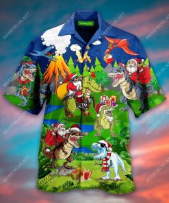 Merry Xmas Dinosaur Aloha Shirt