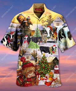 Moooey Christmas My Cattle Short Sleeve Button Up