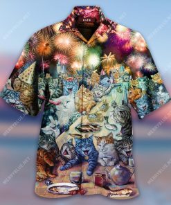 New Year’S Party Of The Cats 3D Print Hawaiian Shirt