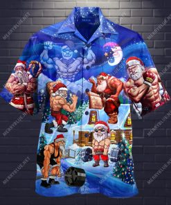 No Lift No Gift Christmas Workout Santa Muscle Aloha Shirt