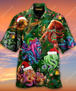 Octotree Christmas Short Sleeve Button Up