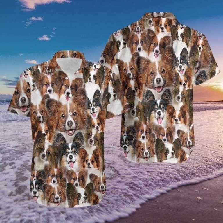 Papillon Funny Dog Casual Button-Up Shirt