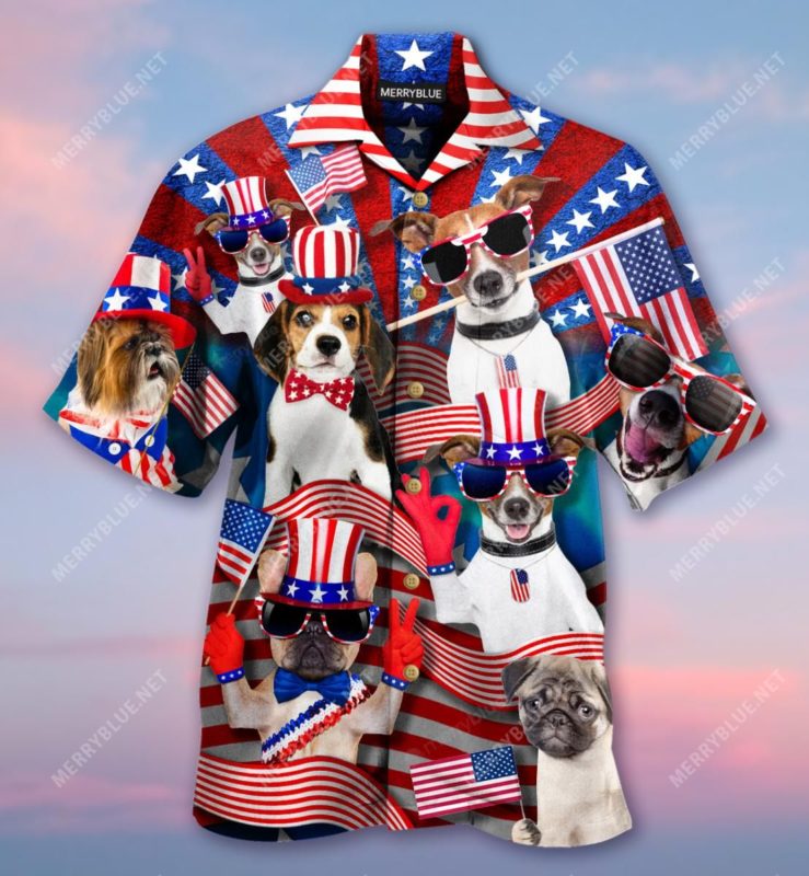 Patriotic Dogs 3D Print Hawaiian Shirt
