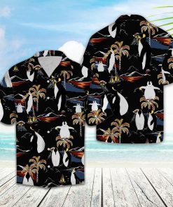 Penguin On Vacation Casual Button-Up Shirt