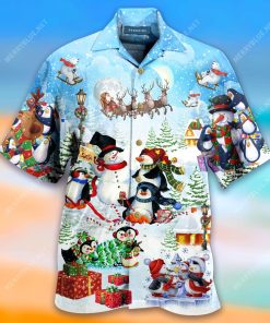 Penguins Merry Christmas 3D Print Hawaiian Shirt