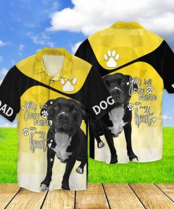 Pit Bull Dog You Left Paw Prints On My Heart Casual Button-Up Shirt