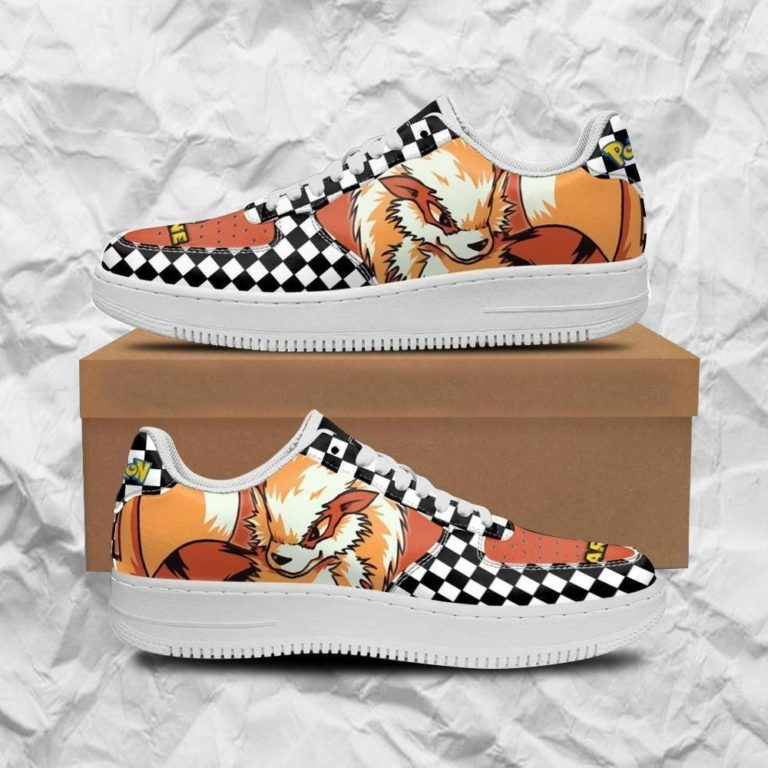 Poke Arcanine Sneakers Checkerboard Custom Pokemon Shoes