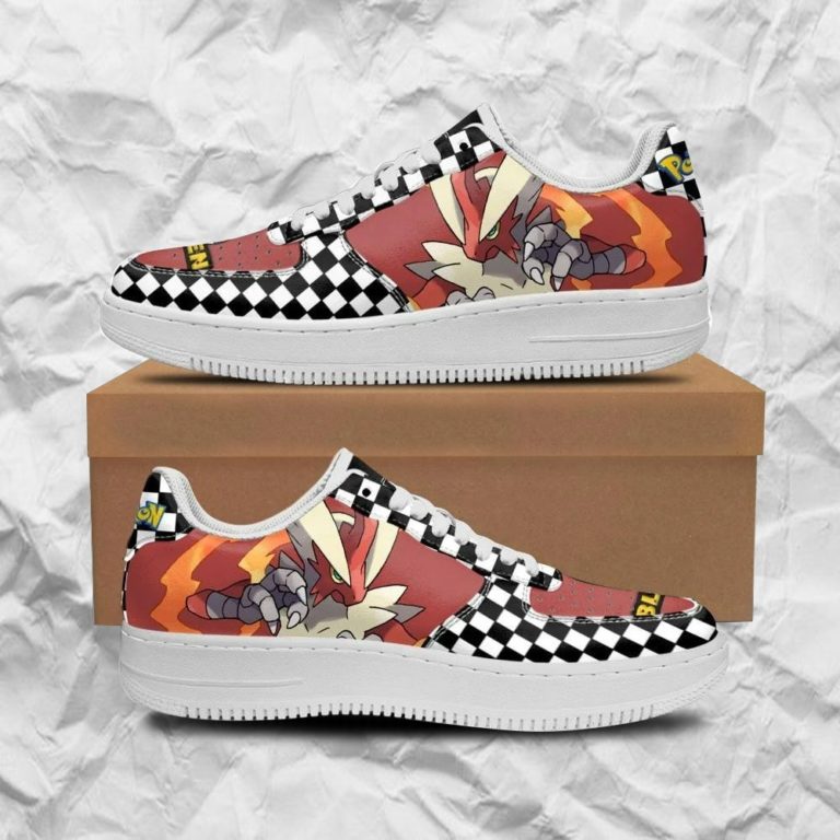 Poke Blaziken Sneakers Checkerboard Custom Pokemon Shoes