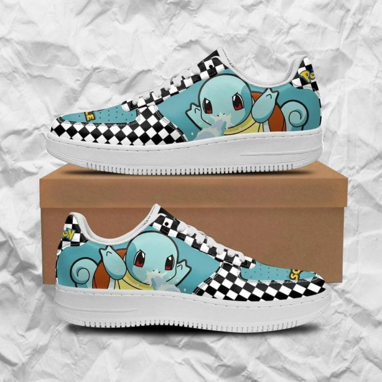 Poke Squirtle Sneakers Checkerboard Custom Pokemon Shoes