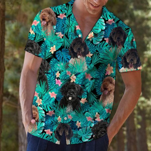 Portuguese Water Dog Tropical Hawaiian Shirt - RobinPlaceFabrics