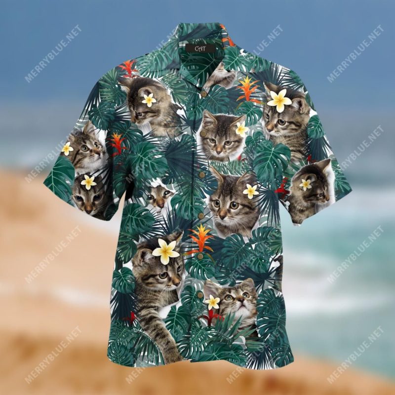 Powered By Cats And Hawaii Tropical 3D Print Hawaiian Shirt