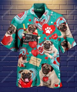 Pug Happy Valentine’S Day Short Sleeve Button Up