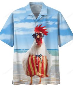 Rooster On Vacation Hawaiian Shirt