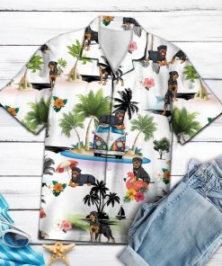 Rottweiler Vacation Short Sleeve Button Up