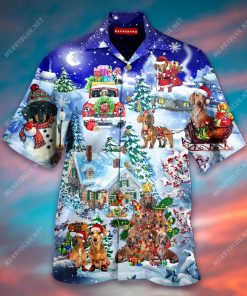 Santa Dachshund Merry Xmas 3D Print Hawaiian Shirt