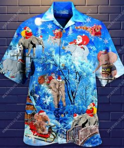 Santa Ride Elephants Merry Xmas Hawaiian Shirt
