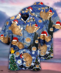 Starry Cat Christmas Hawaiian Shirt
