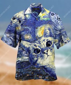 Starry Cats Short Sleeve Button Up