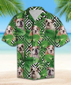 Summer Exotic Jungle Tropical Bulldog Aloha Shirt