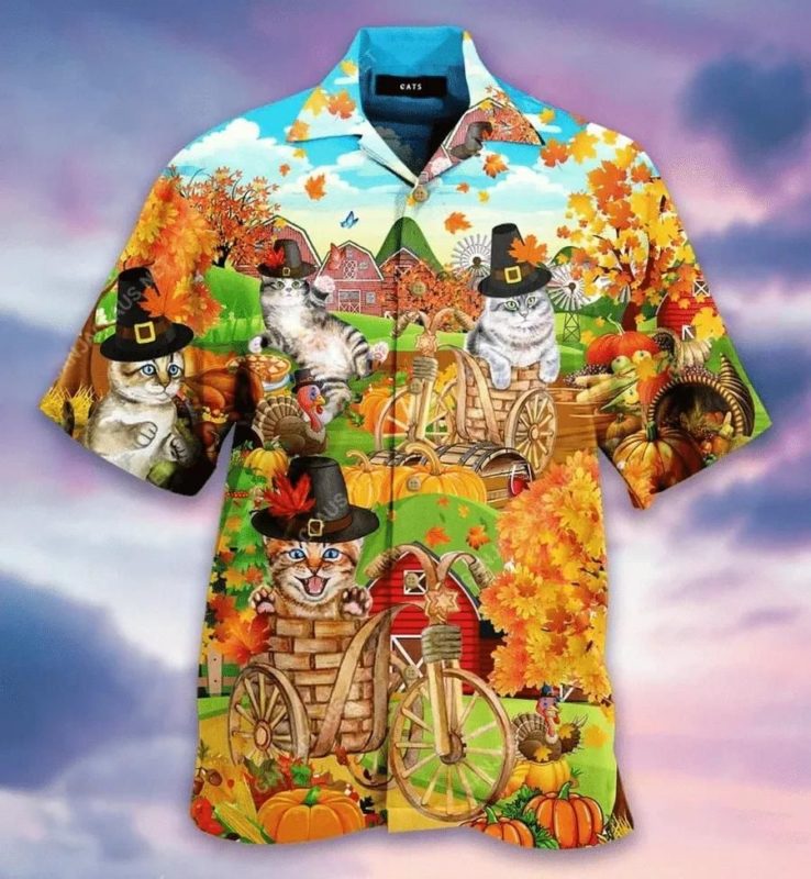 Thanksgiving With Cute Cats Hawaiian Shirt