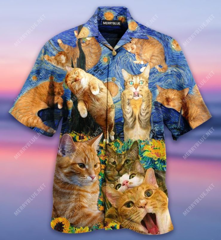 The Sight Of Stars Makes Cats Dream 3D Print Hawaiian Shirt