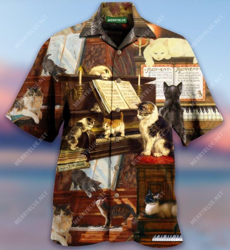 There’S No Life Without A Piano And A Cat Hawaiian Shirt