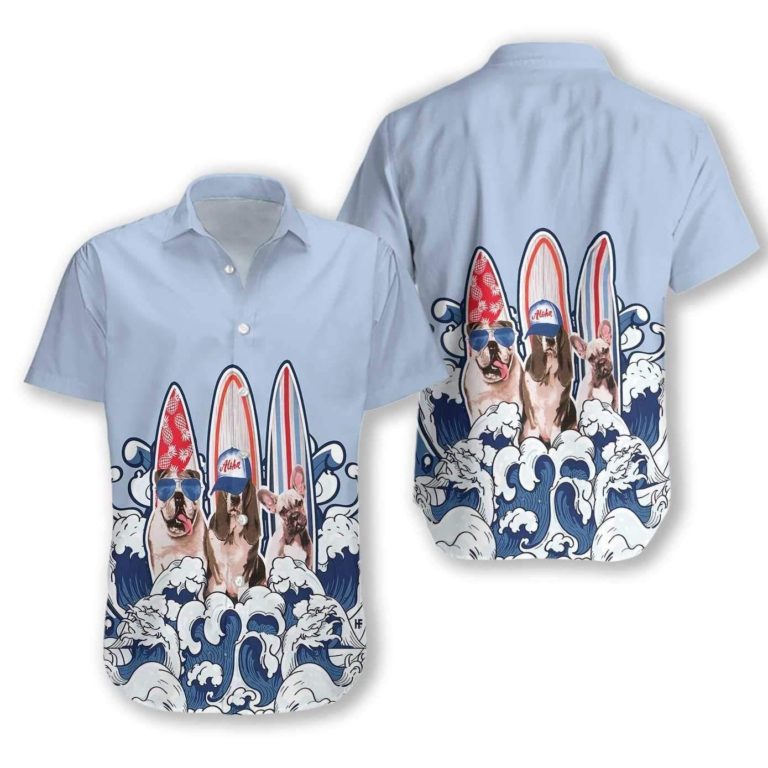 Three Dogs Surf And Wave Casual Button-Up Shirt