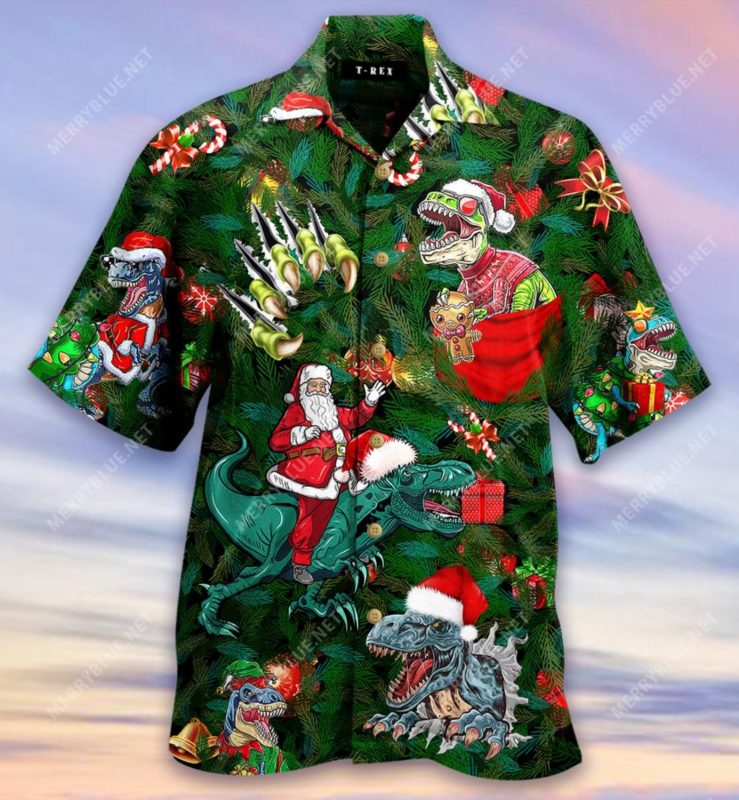 Tree Rex Dinosaur Xmas Aloha Shirt
