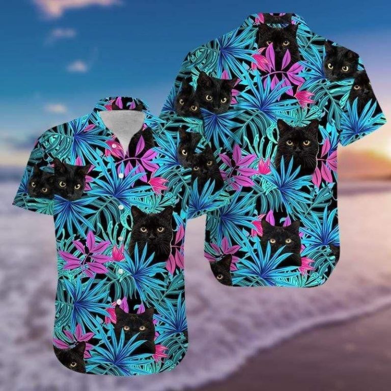Tropical Black Cat Hawaiian Shirt