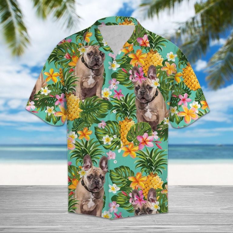 Tropical Pineapple Bulldog Hawaiian Shirt