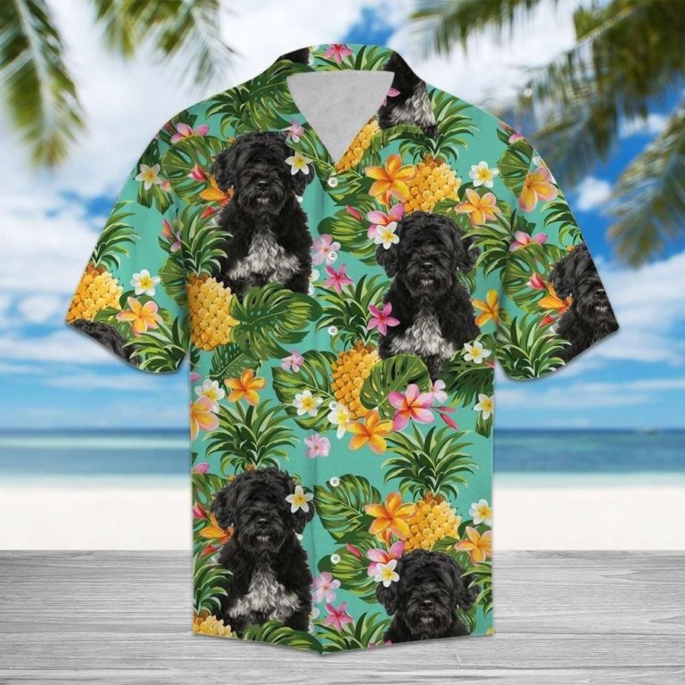 Tropical Pineapple Portuguese Water Dog Aloha Shirt