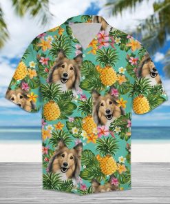 Tropical Pineapple Shetland Sheepdog Hawaiian Shirt Tropical Pineapple Shetland Sheepdog Hawaiian Shirt